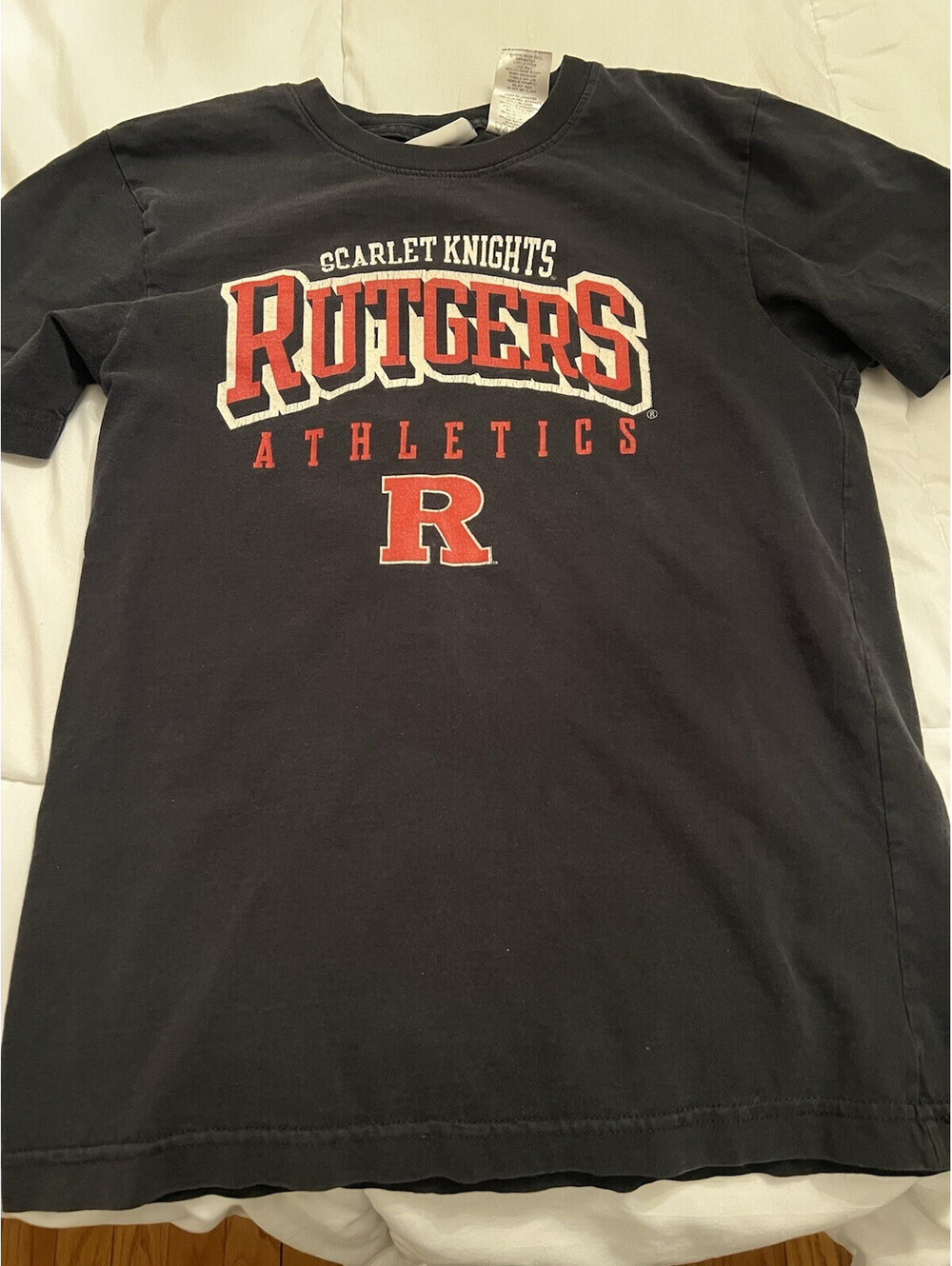 Rutgers Scarlet Knights BOYS GIRLS 10/12 Large Black red short sleeve t shirt